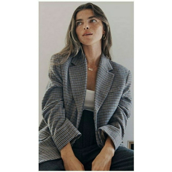 Everlane Jackets & Blazers - Everlane The ReWool '80s Blazer Houndstooth Plaid Oversized Classic Jacket Sz 12